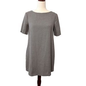 Zara Woman Plaid Dress Short Sleeve Mini Size Medium Brown Shift Academia Preppy